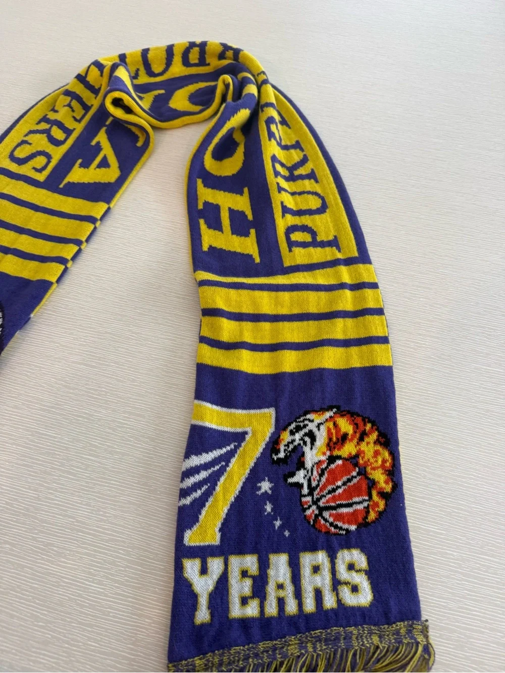 Purple & Yellow Team Scarf with Fringe
